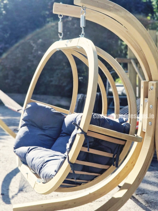 Load image into Gallery viewer, Amazonas wooden hanging chair with frame, outdoor garden swing chair for relaxing and outdoor living.