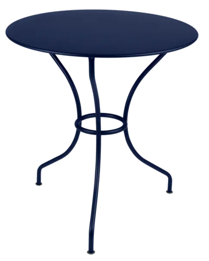 Load image into Gallery viewer, Fermob OPÉRA+ outdoor metal table with 67 cm diameter in deep blue, designed for patio and restaurant outdoor furniture.