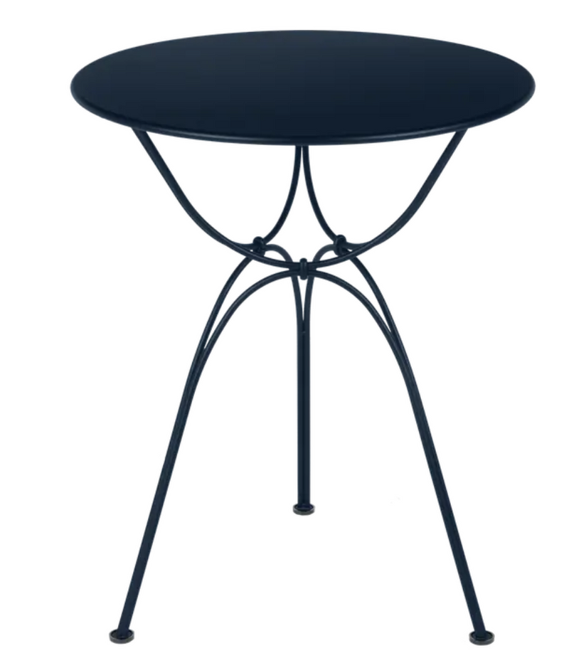 Load image into Gallery viewer, Deep blue Fermob Airloop Garden Table with round metal top and sleek outdoor design, perfect for outdoor patio or garden spaces.