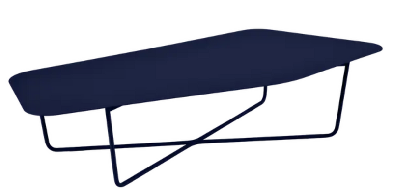Load image into Gallery viewer, Deep blue Fermob Ultrasofa metal table, 162 × 74 cm, outdoor furniture with sleek design and sturdy construction.