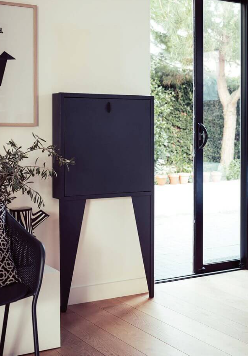 Load image into Gallery viewer, Wall-mounted Fermob Face à Face writing desk with sleek wooden surface and metal frame, designed for space-saving home office use.