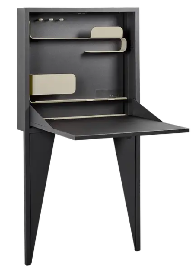 Load image into Gallery viewer, Wall-mounted Face à Face Fermob writing desk with sleek design and wood surface, ideal for compact home or office spaces.