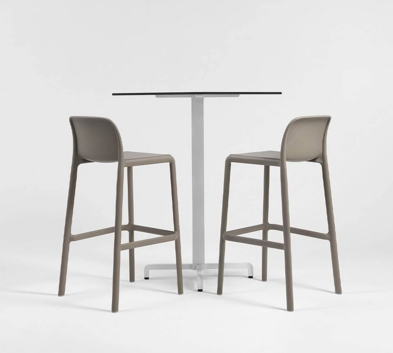 Load image into Gallery viewer, Nardi Faro high stackable bar stool with a sleek design, suitable for outdoor patio furniture, shown in a modern outdoor setting.