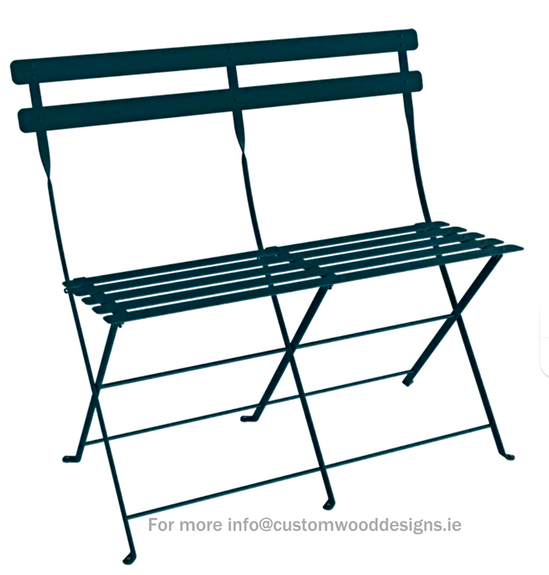 Load image into Gallery viewer, Fermob Acapulco two-seater folding ottoman bench in vibrant outdoor fabric, suitable for patio or garden seating.