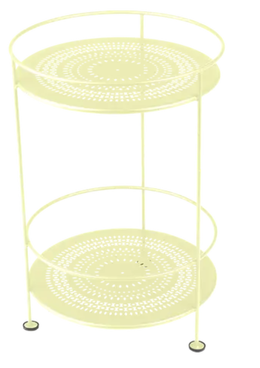 Load image into Gallery viewer, Fermob Guinguette side table with perforated double top, red metal design, ideal for outdoor or casual living spaces.