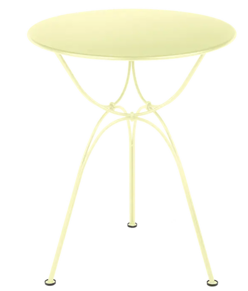 Load image into Gallery viewer, Fermob Airloop Table Ø 60 in frosted lemon finish, outdoor garden table with metal construction, stylish and modern design.