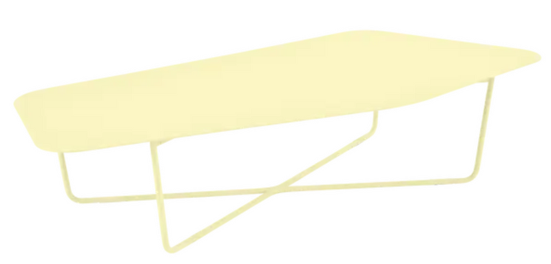 Load image into Gallery viewer, Fermob Ultrasofa low metal table with frosted lemon finish, outdoor furniture for patio or garden, 162 x 74 cm.