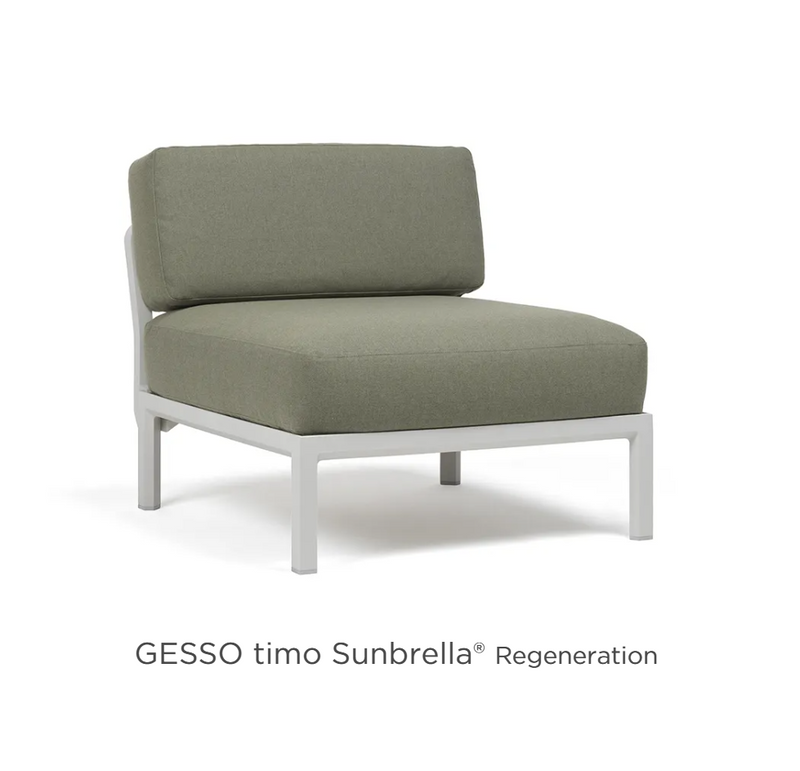 Load image into Gallery viewer, Nardi Maximo modular sofa with Gesso Timo Sunbrella fabric, featuring a central seat module for outdoor hospitality seating.