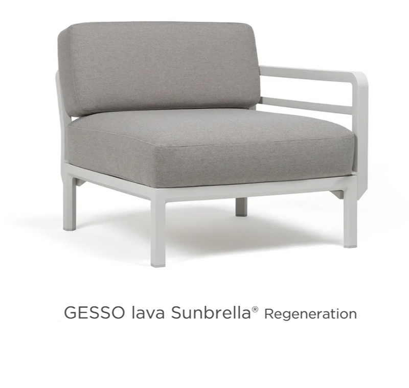Load image into Gallery viewer, Nardi Maximo modular sofa corner piece with Gesso Lava Sunbrella fabric, designed for hotel terrace outdoor seating.