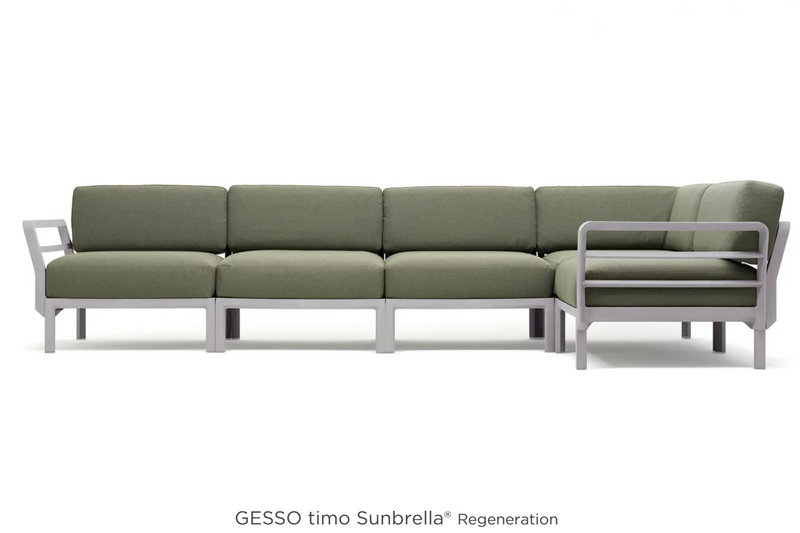 Load image into Gallery viewer, Maximo 5 modular outdoor sofa by Custom Wood Designs with Gesso Timo design, perfect for hotel terrace outdoor seating.