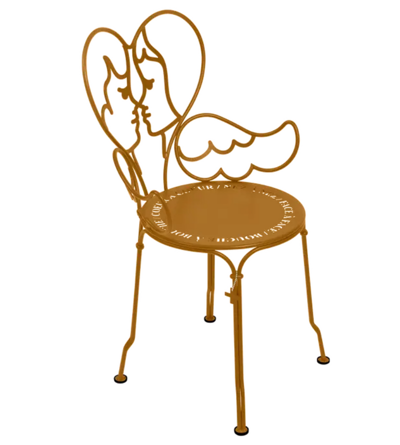 Load image into Gallery viewer, Fermob ANGE metal chair in ginger bread color, outdoor furniture with a sleek, modern design and sturdy metal construction.