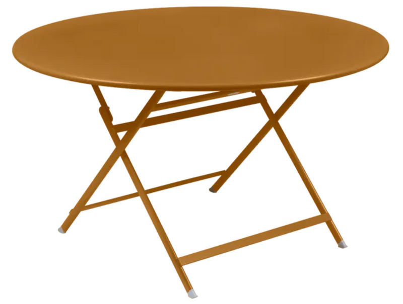 Load image into Gallery viewer, Fermob Caractère foldable metal table, 128 cm diameter, eight-seater, sturdy gingerbread-colored design, suitable for indoor or outdoor use