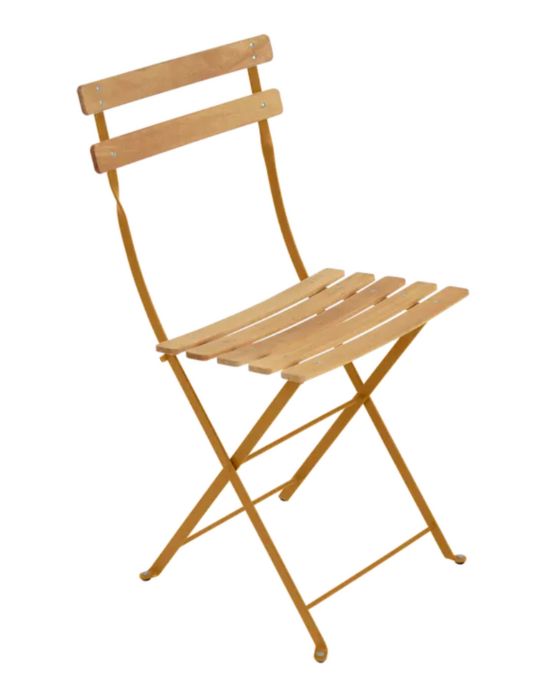 Load image into Gallery viewer, Fermob Bistro Natural Chair with wooden seat and metal frame, outdoor folding chair for garden or patio seating.