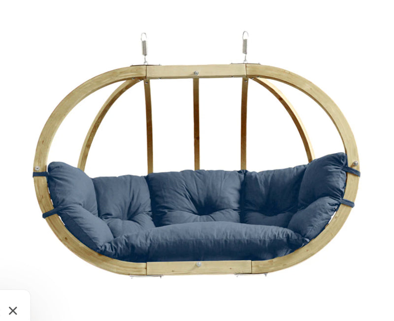 Load image into Gallery viewer, Amazonas Royal Wood hanging chair with frame, outdoor garden swing chair, featuring a custom wood design and comfortable seating.