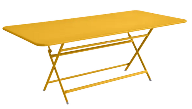 Load image into Gallery viewer, Fermob Caractère foldable outdoor table in honey finish, 190x90 cm, eight-seater, ideal for outdoor dining and gatherings.
