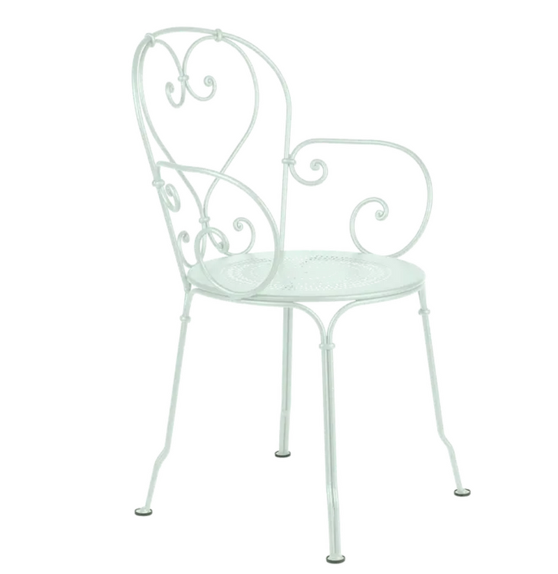 Load image into Gallery viewer, Ice mint Fermob 1900 Lounge Armchair with a sleek design, outdoor-friendly lounge chair for patio or garden seating.
