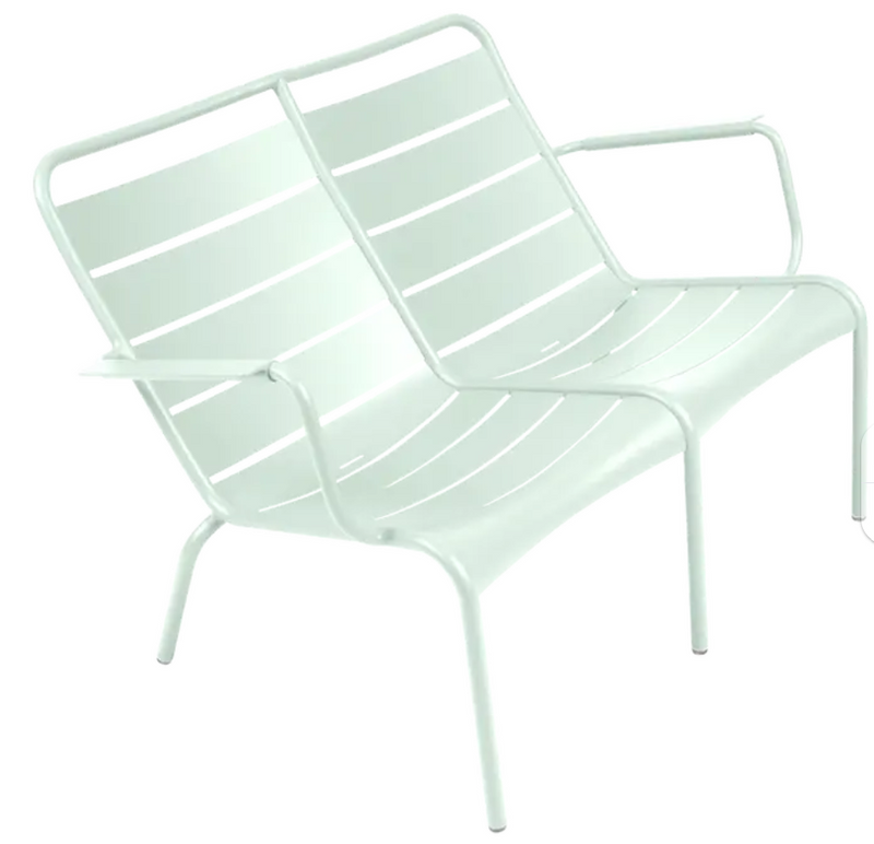 Load image into Gallery viewer, Ice mint Luxembourg Duo Low Armchair from Fermob, part of Fermb Kids Corner Contract Bench collection, showing a stylish low armchair.