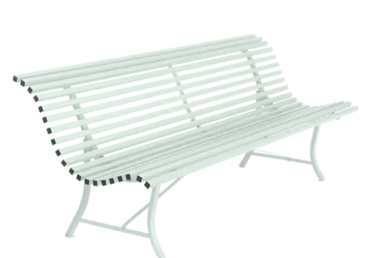 Load image into Gallery viewer, Ice mint Louisiane outdoor folding bench by Fermob, 200cm, 4-seater metal garden bench for outdoor seating.
