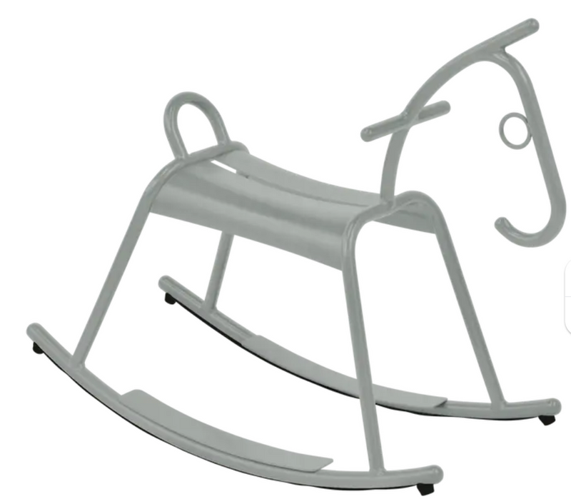Load image into Gallery viewer, Fermob ADADA rocking horse for kids, grey and white, part of Fermob kids restaurant furniture for play and waiting areas.