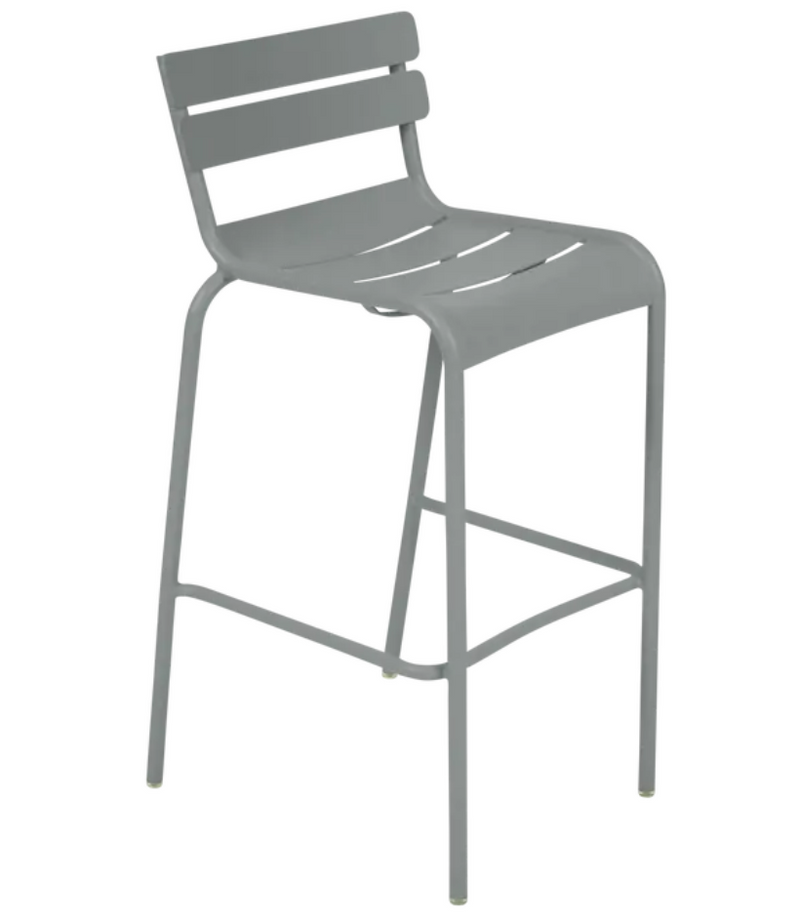 Load image into Gallery viewer, Lapili Grey Luxembourg Bar Armchair by Fermob, metal pub chair with armrests, suitable for modern bar or pub seating.