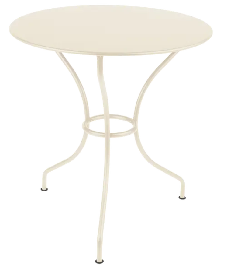 Load image into Gallery viewer, Fermob OPÉRA+ outdoor metal table with a 67 cm diameter in latte beige, suitable for patio or restaurant outdoor settings.