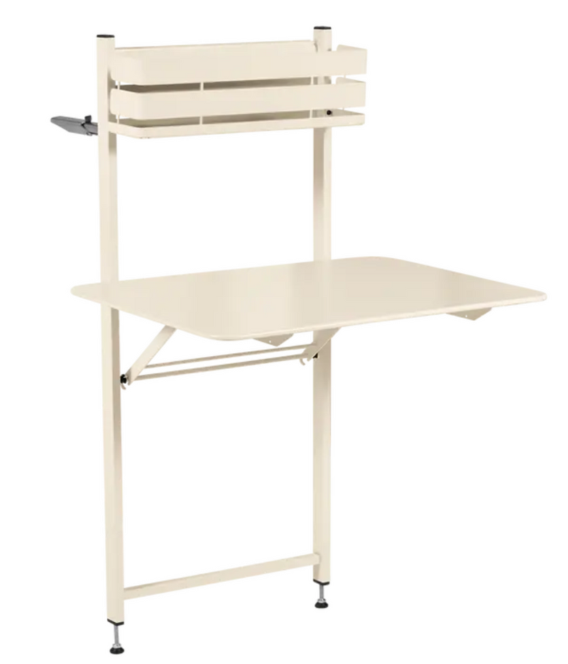 Load image into Gallery viewer, Fermob Bistro Balcony Table in Latte Beige, foldable metal outdoor table for apartment or balcony use.