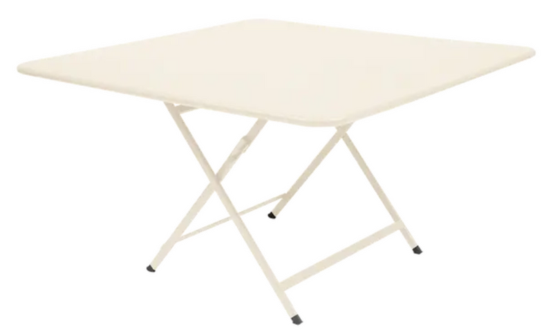 Load image into Gallery viewer, Latte beige Fermob Caractère foldable outdoor table, 128x128 cm, eight-seater, suitable for outdoor dining and gatherings.