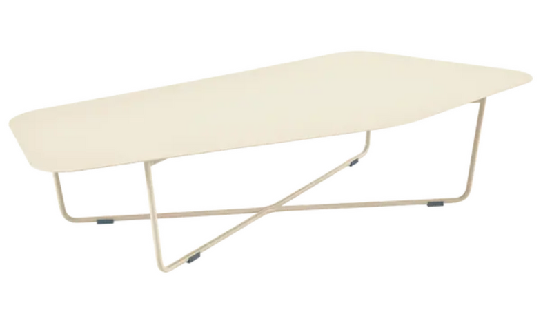 Load image into Gallery viewer, Latte beige Fermob Ultrasofa low metal table, 162x74 cm, outdoor furniture for stylish patio or garden seating areas.