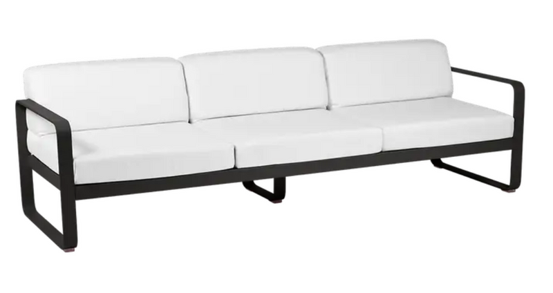 Load image into Gallery viewer, Bellevie 3-seater outdoor sofa by Fermob with off-white fabric and metal frame, perfect for garden or patio relaxation.