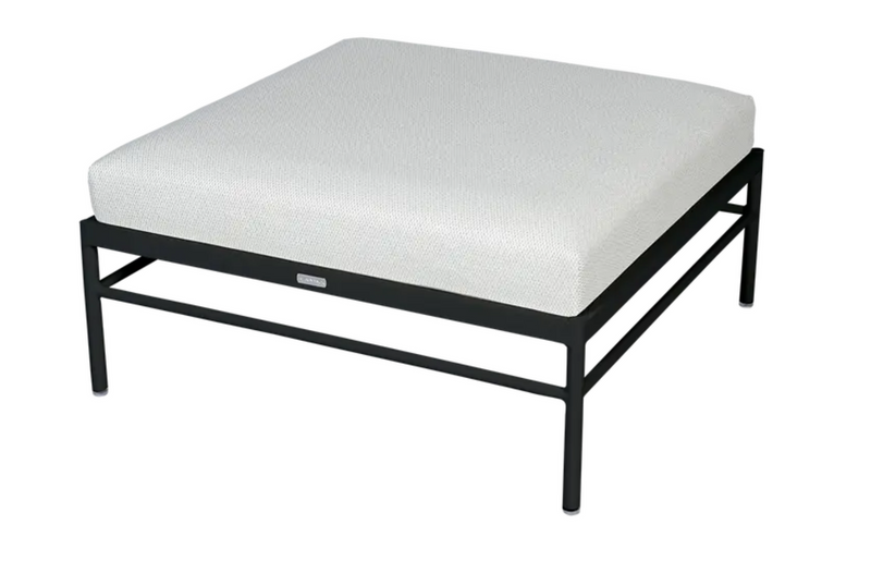 Load image into Gallery viewer, Fermob Rivage outdoor lounge ottoman with aluminum frame in liquorice pearl finish, stylish and durable outdoor furniture piece.
