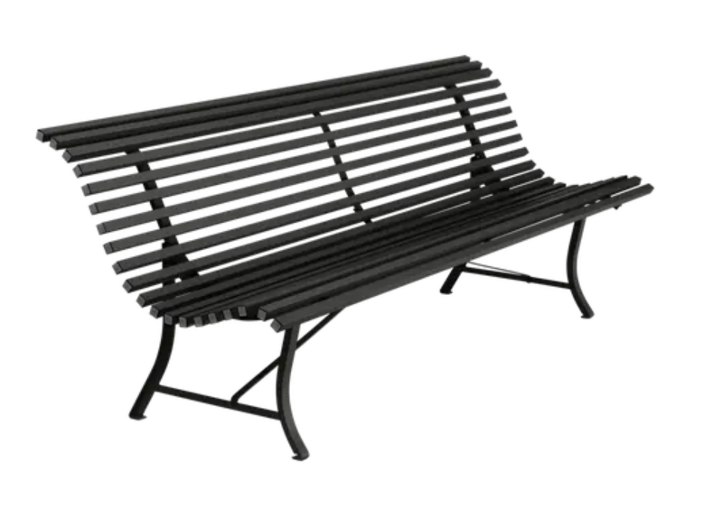 Load image into Gallery viewer, Fermob Louisiane 200cm outdoor folding bench in Liquorice color, 4-seater garden metal outdoor furniture.