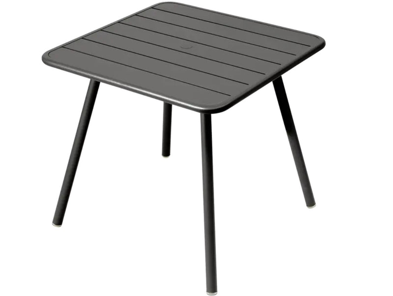 Load image into Gallery viewer, Luxembourg 4-leg metal garden table by Fermob with 80x80cm Liquorice finish, outdoor dining and patio furniture.