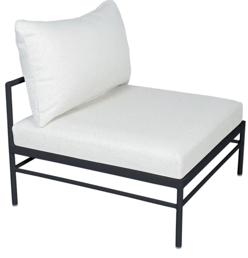 Load image into Gallery viewer, Fermob Rivage Low Chair in Liqurice Pearl, outdoor metal sofa with sleek design, perfect for garden or patio seating.