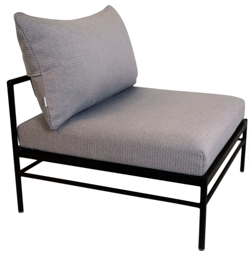 Load image into Gallery viewer, Fermob Rivage Low Chair in Liqurice and Straciatella, outdoor metal sofa with sleek design, perfect for garden or patio seating.