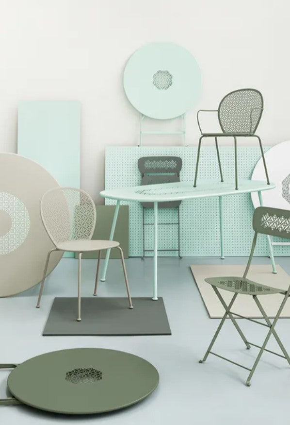 Load image into Gallery viewer, Fermob LORETTE outdoor metal chair with a sleek design, suitable for cafe, restaurant, or outdoor living spaces.