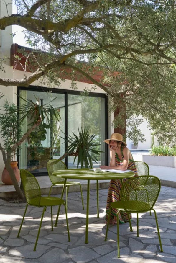 Load image into Gallery viewer, Fermob Lorette outdoor metal chair with sleek design, suitable for cafes, restaurants, and outdoor living spaces.