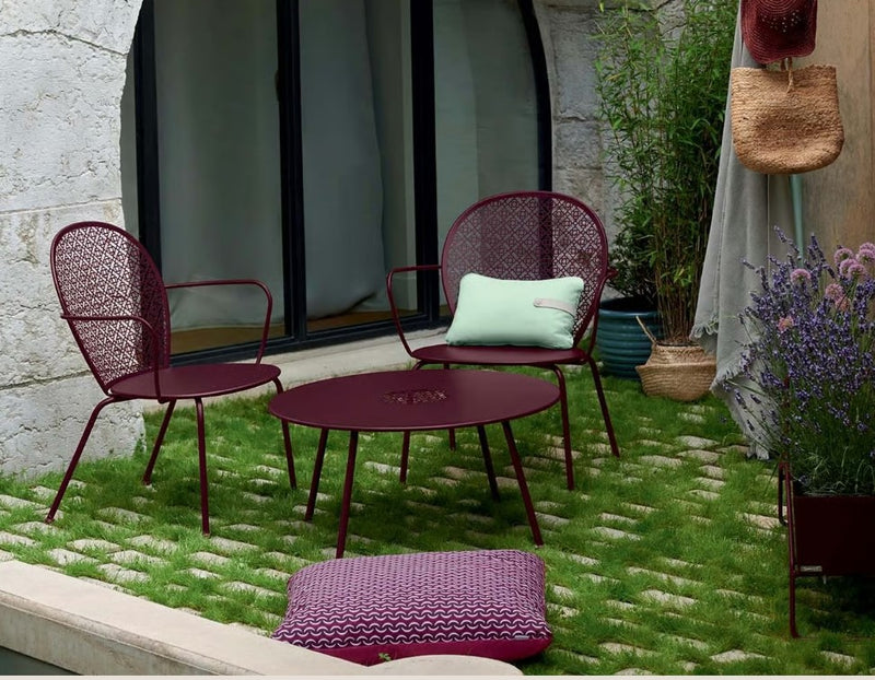 Load image into Gallery viewer, Fermob LORETTE low coffee table with a round steel top and metal frame, perfect for hospitality and modern lounge spaces.
