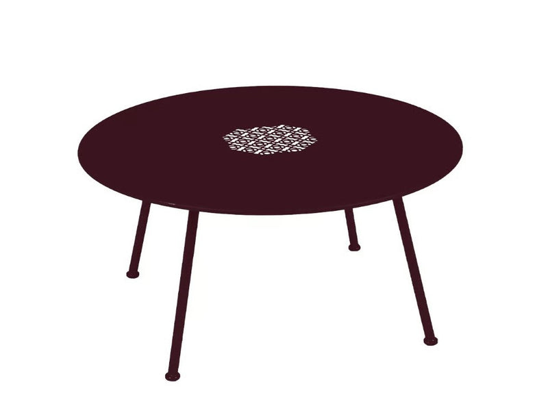 Load image into Gallery viewer, Fermob Lorette low metal coffee table with 80 cm diameter, modern design, suitable for cafes, restaurants, and hospitality settings.