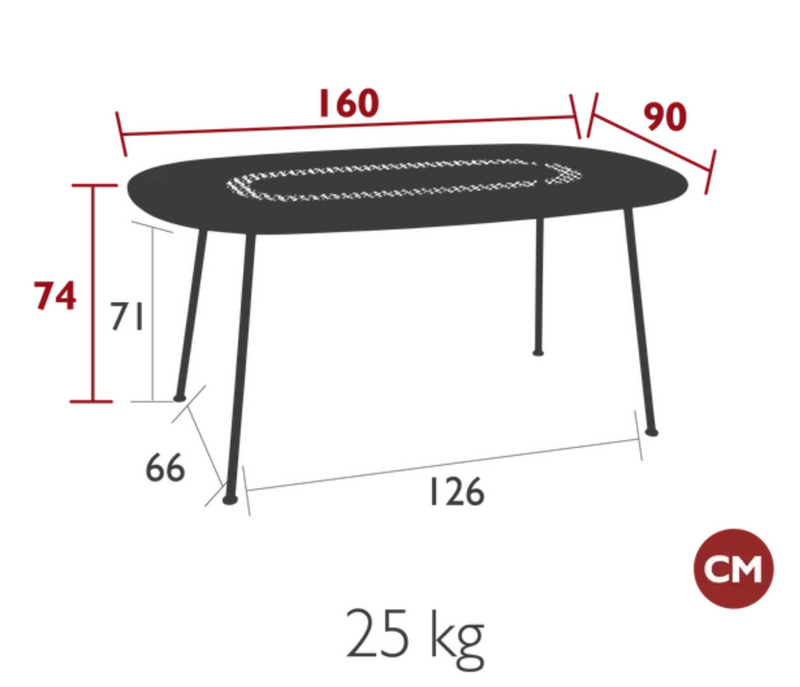 Load image into Gallery viewer, Fermob Lorette oval metal outdoor dining table 160x90 cm with sleek design and sturdy construction, ideal for patio or garden.