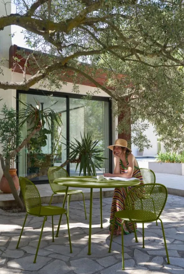 Load image into Gallery viewer, Fermob LORETTE round metal garden table with 110 cm diameter, outdoor hospitality furniture, suitable for cafes and hotels