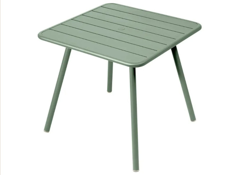 Load image into Gallery viewer, Fermob Luxembourg 4-leg garden table in aluminum with 80x80 cm square tabletop, outdoor metal furniture for patio or garden.