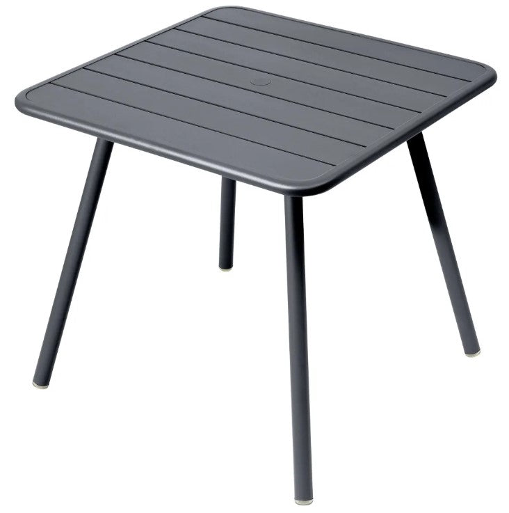 Load image into Gallery viewer, Fermob Luxembourg 4-leg garden table in dark steel metal with 80x80 cm aluminum tabletop, outdoor furniture.