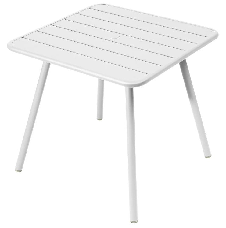Load image into Gallery viewer, Fermob Luxembourg 4-leg garden table in white metal with 80x80 cm aluminum tabletop, ideal for outdoor patio or garden.