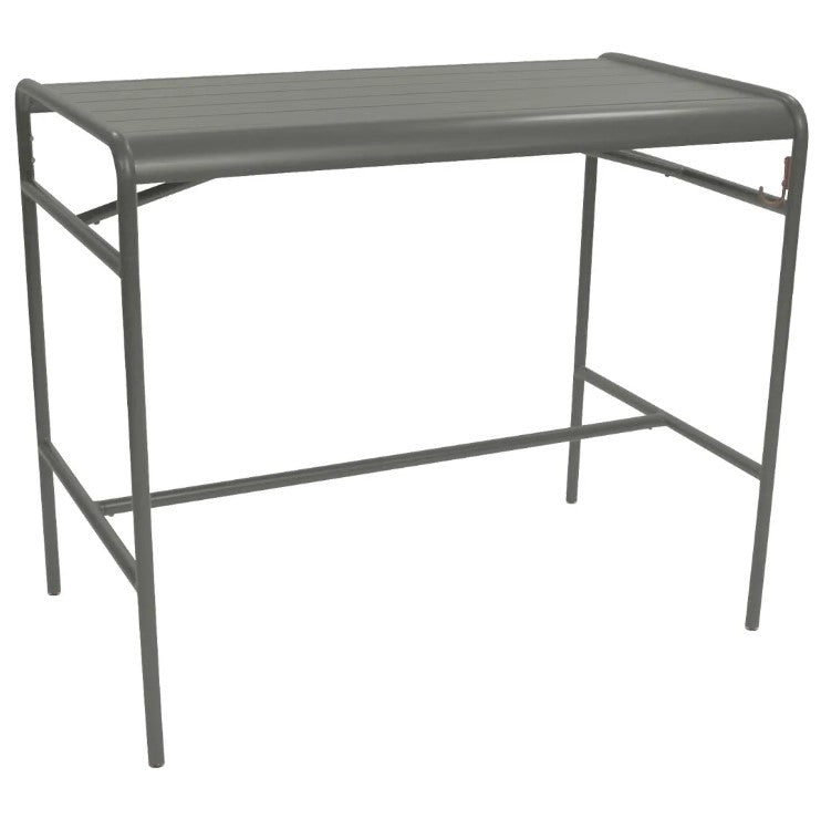 Load image into Gallery viewer, Luxembourg high metal table by Fermob, 126x73 cm, with a sleek aluminium surface in muted mid-grey.