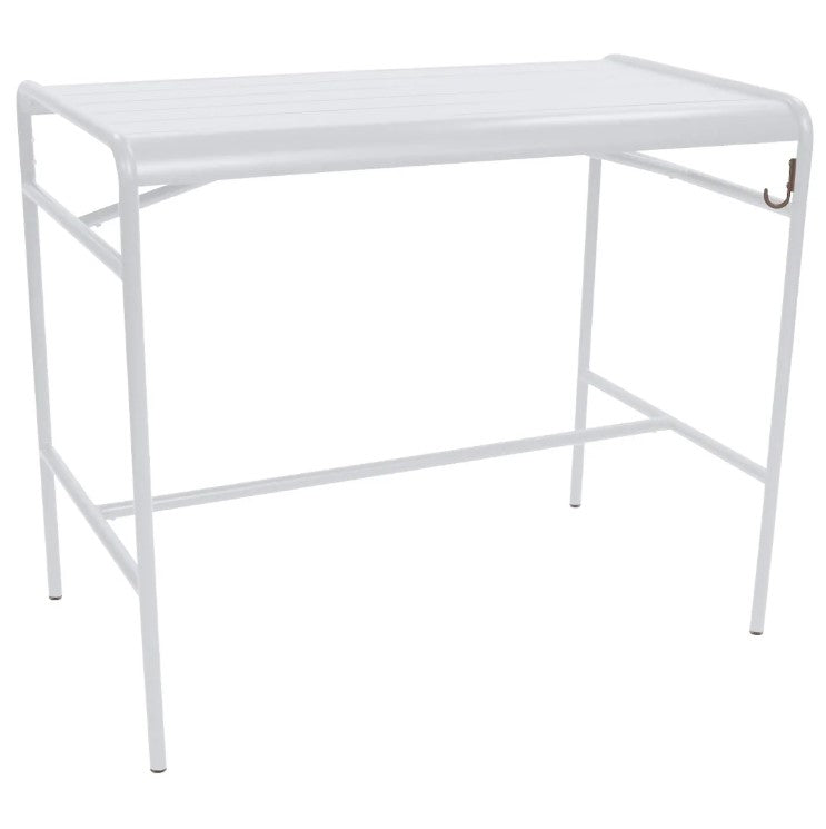 Load image into Gallery viewer, Fermob Luxembourg high table with white aluminum surface, measuring 126x73 cm, modern metal table for indoor or outdoor use.