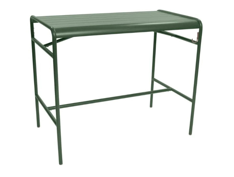 Load image into Gallery viewer, Green Fermob Luxembourg high metal table, 126 x 73 cm, with a sleek modern design and sturdy construction.