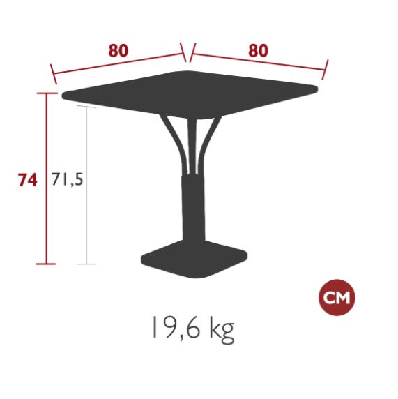 Load image into Gallery viewer, Fermob Luxembourg outdoor pedestal table, 80x80 cm, with a sleek design, suitable for patio or garden settings.