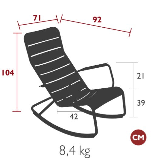 Load image into Gallery viewer, Fermob Luxembourg outdoor rocking chair with a sleek metal design, perfect for garden or patio relaxation.