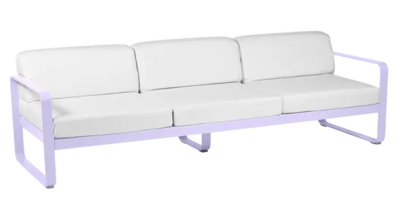 Load image into Gallery viewer, Bellevie 3-seater outdoor sofa by Fermob with off-white fabric and metal frame, designed for stylish outdoor relaxation.