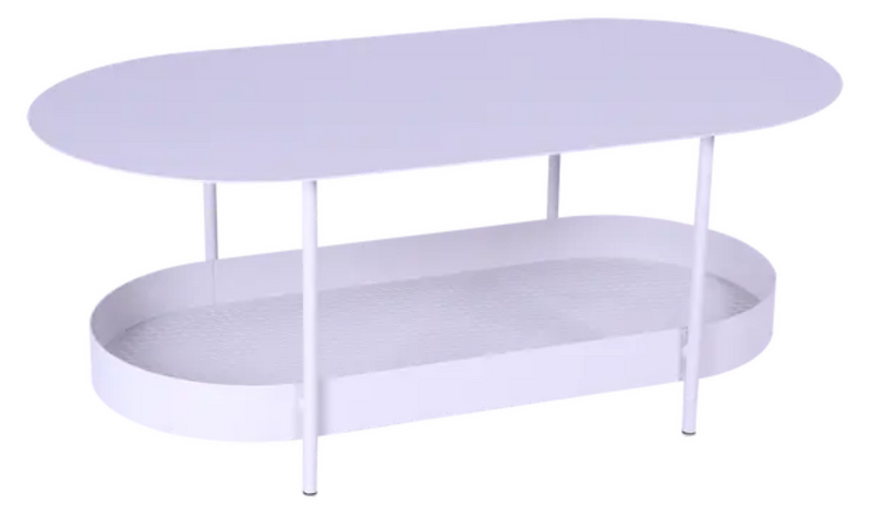 Load image into Gallery viewer, Fermob Salsa low table measuring 113x58cm with a sleek, modern design in a marshmallow color, perfect for contemporary living spaces.